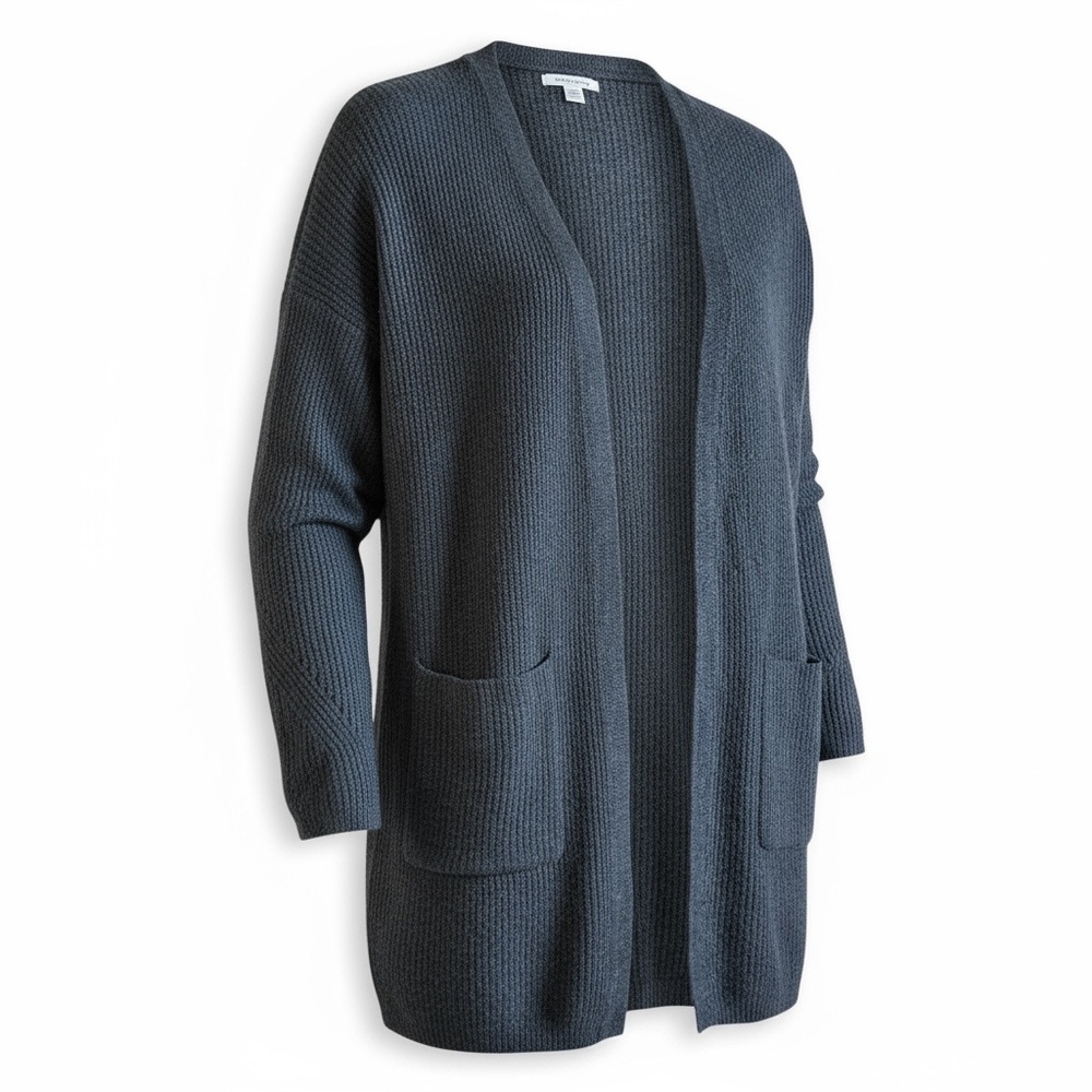 American Eagle Sweater Cozy Longline Open Front Fall Cardigan Ribbed Knit Gray M
